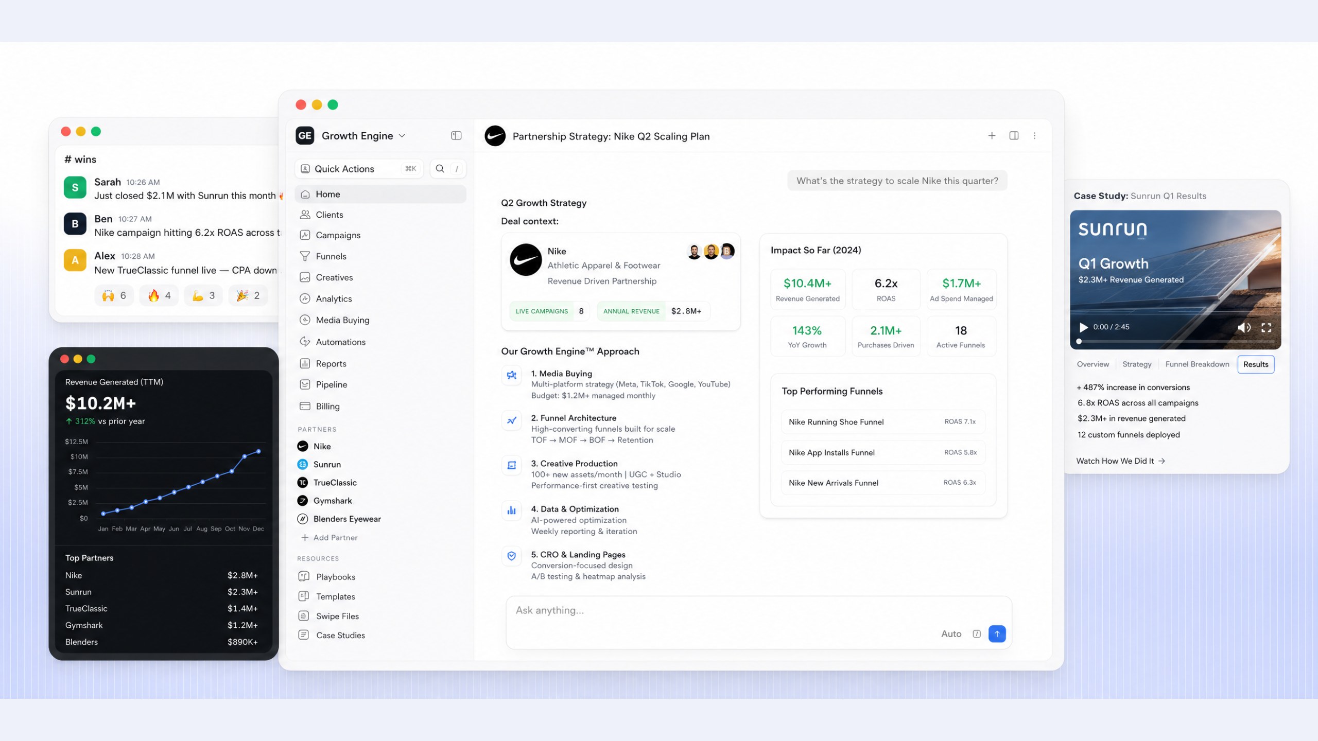 Pulsar growth workspace with live partner accounts
